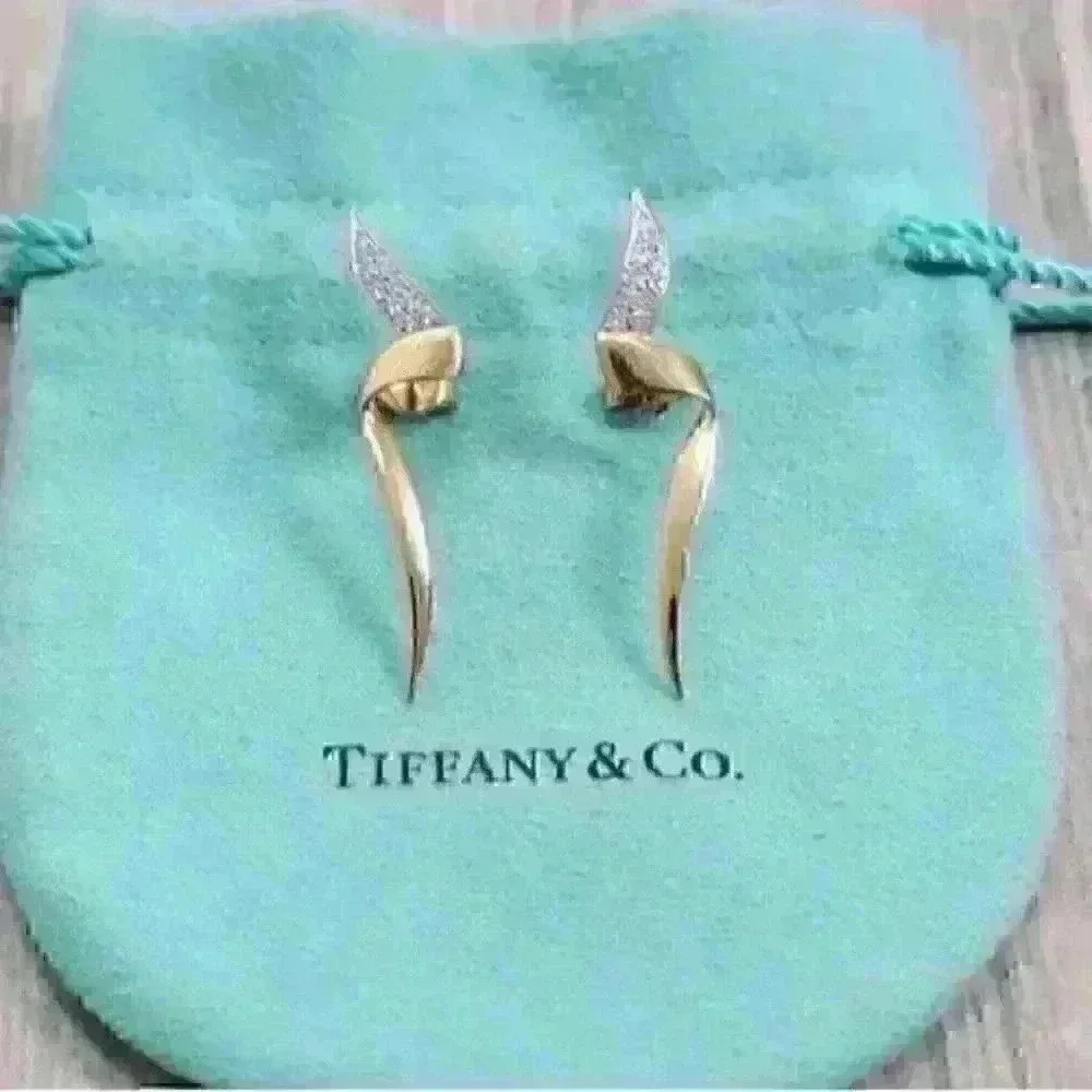 Tiffany & Co Paloma Picasso 18kt Gold Vintage Chrysalis Diamond Earrings